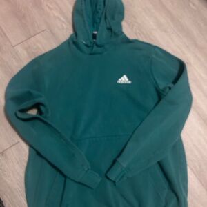 adidas Teal Green Pullover Hoodie with Chest Logo